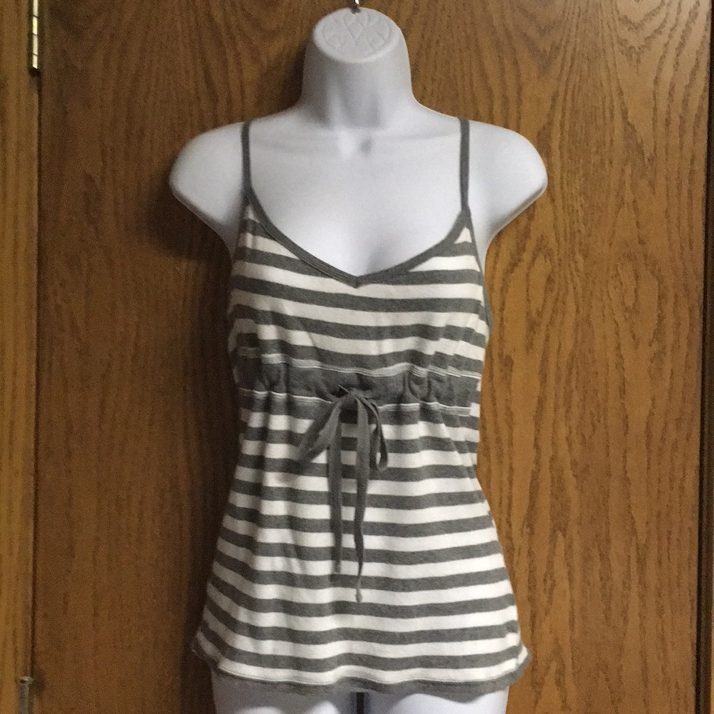 Derek Heart Grey and white striped tank top